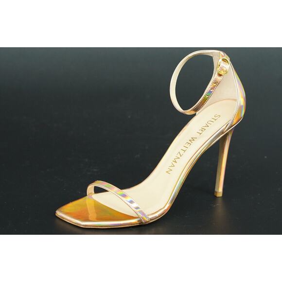 Stuart Weitzman Nudistcurve 100 Hologram Ankle Strappy Sandals Size 10 $475 pink - Picture 4 of 11